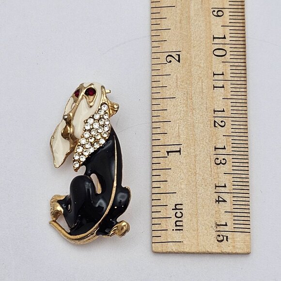 Vtg Brooch & Earrings Bassett Hound Dog 70s Classy Elegant Statement Jewelry Set - Picture 12 of 16